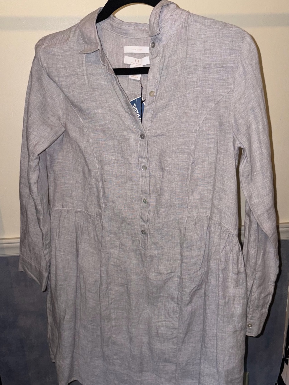 Halston Heritage Light Gray Linen Button-Up Shirt